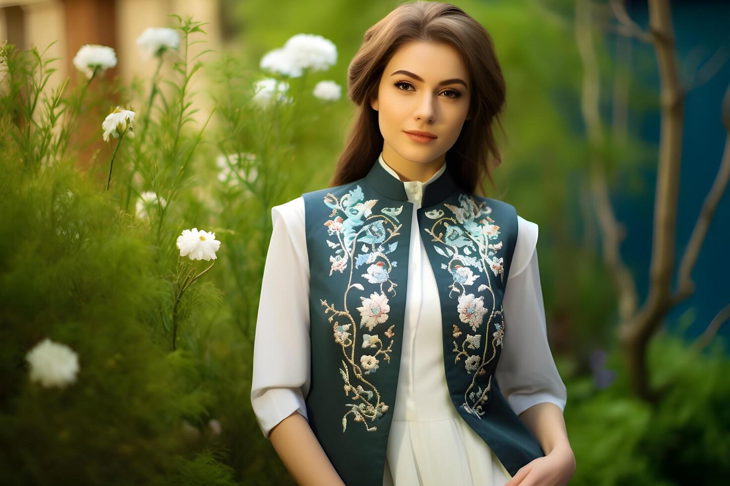 ai generado oriental opulencia elegante musulmán Moda con un de moda giro foto