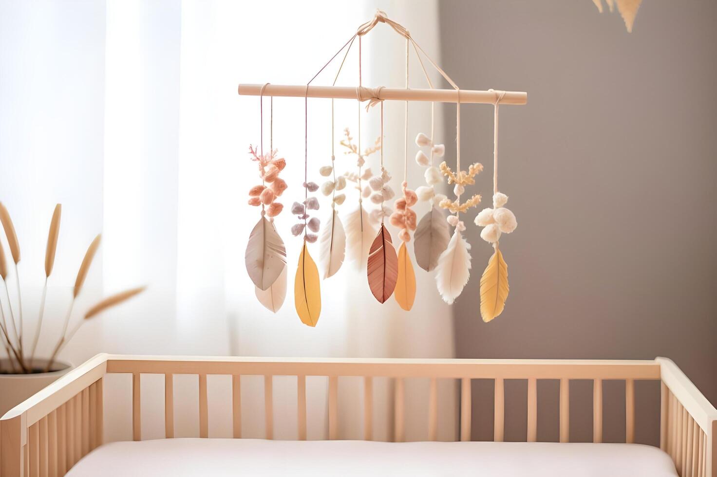 AI generated Nurturing Elegance A Boho Baby Nursery in Cozy Muted Tones photo