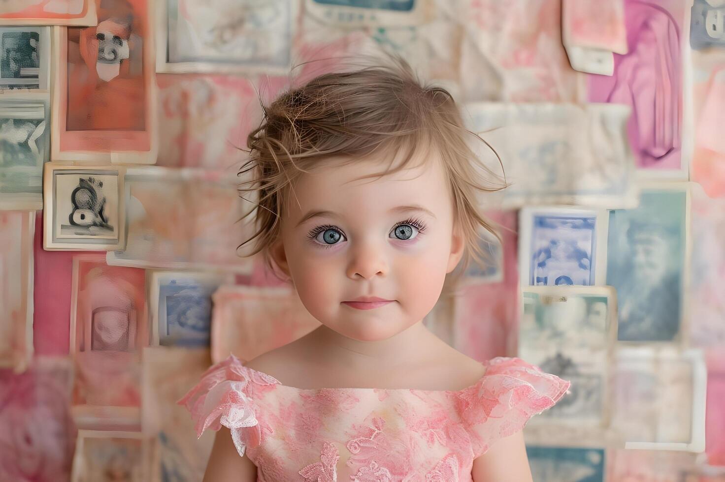 AI generated Captivating Banners Featuring Little Trendsetter in Parisian Chic Ensembles photo