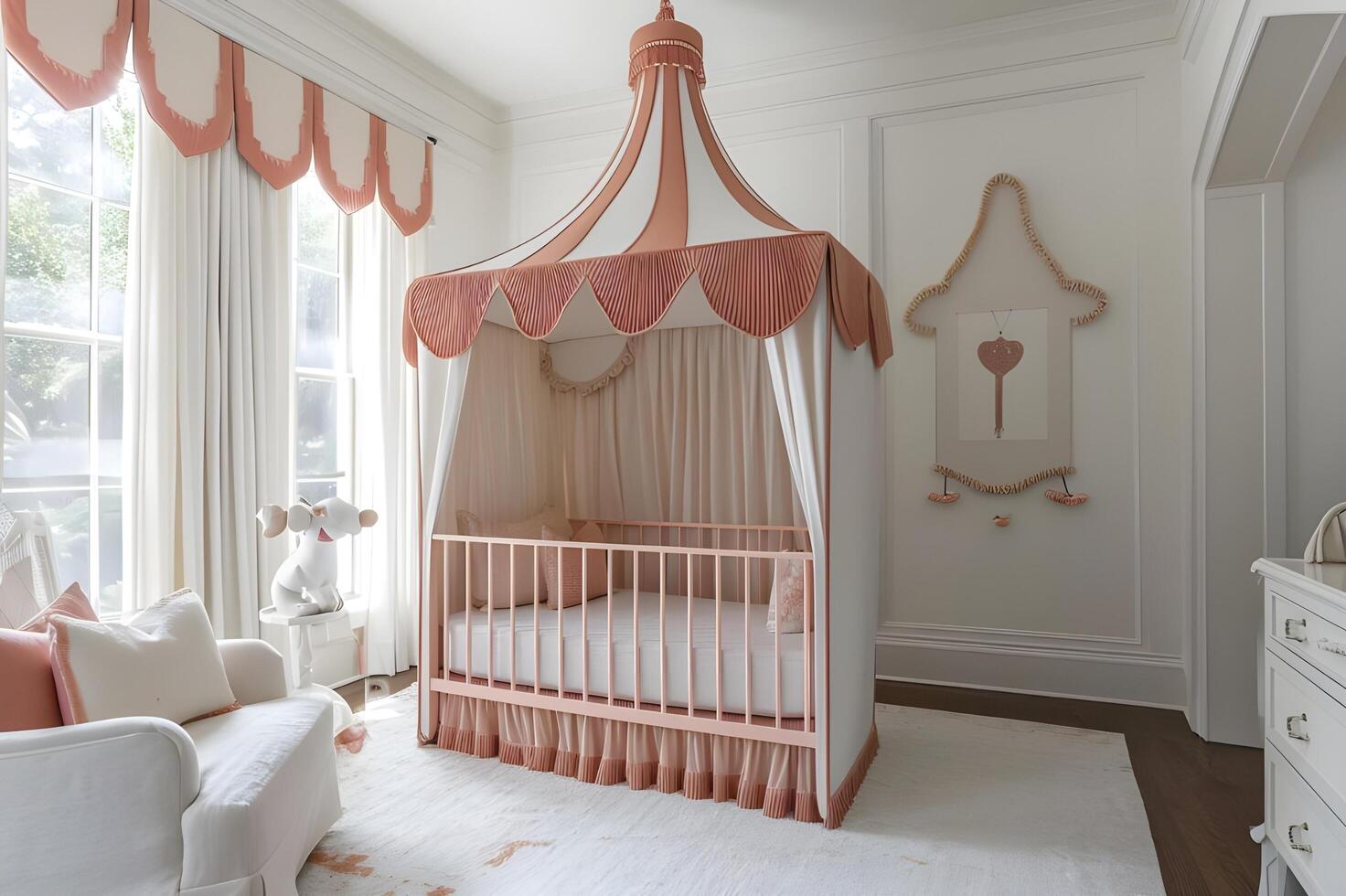 AI generated Adorable Circus Wonders Cute Room Decor for Your Baby in Soft Colors photo