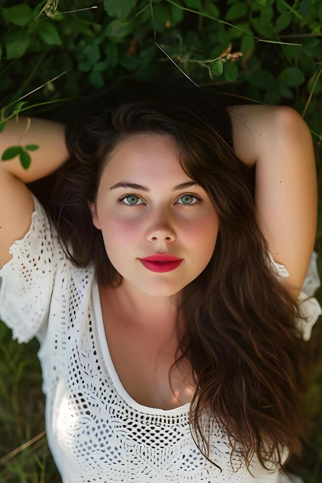 AI generated Gentle Grace A Fresh Spring Banner Celebrating Natural Woman Beauty photo