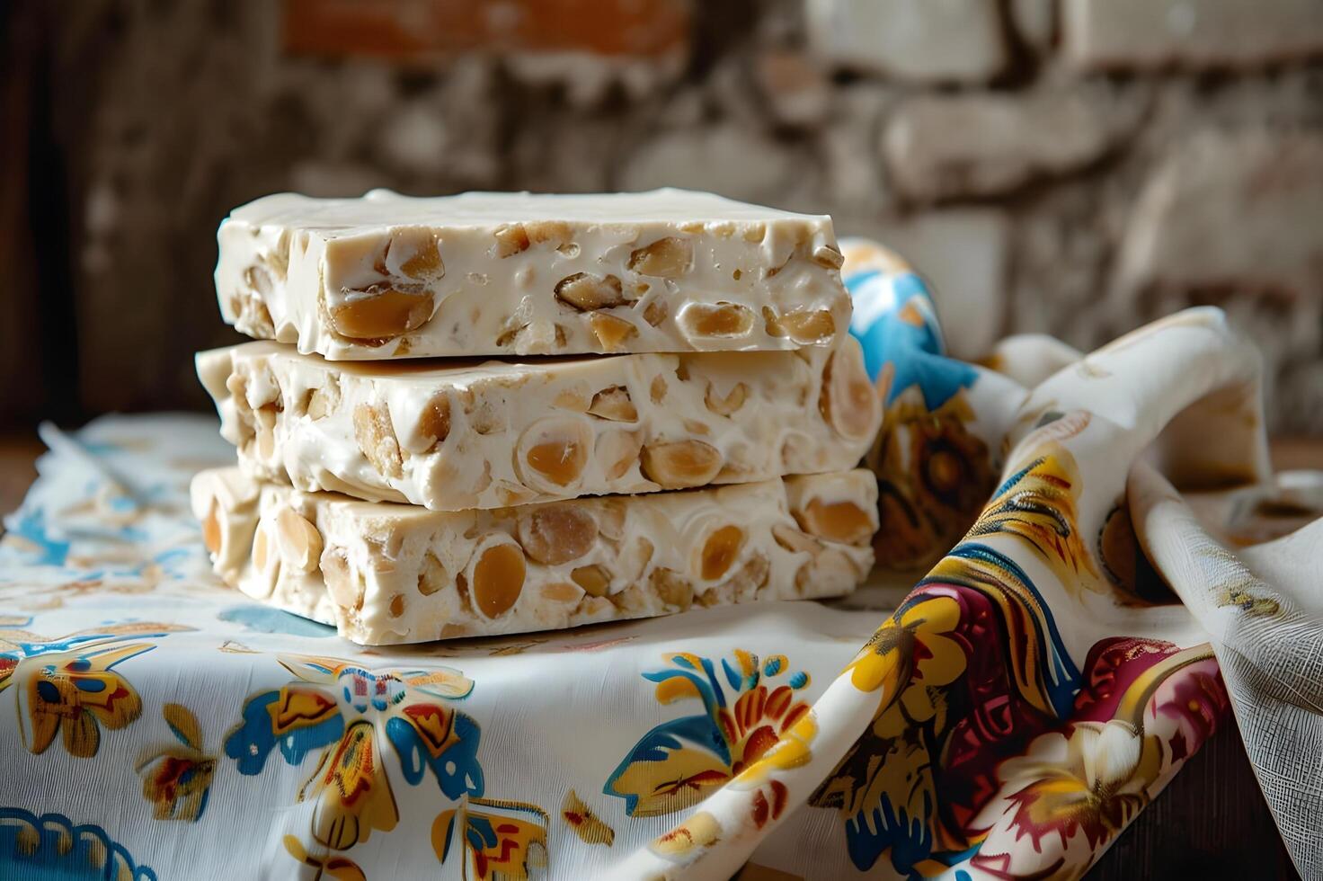 ai generado suave almendra felicidad turrón Delaware jijona en un sencillo Español ajuste foto