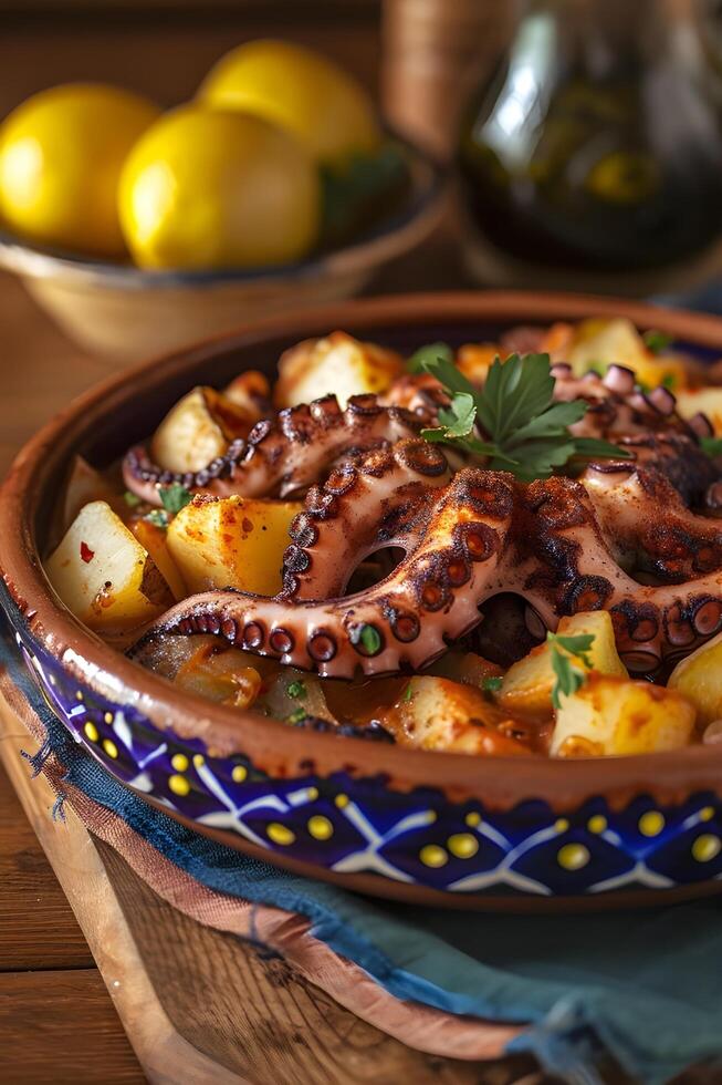 AI generated Galician Elegance Tapas Feast of Pulpo a la Gallega photo