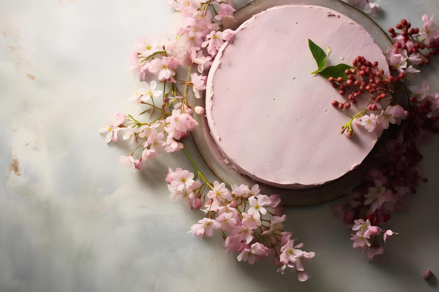 AI generated Blooming Delight Spring Cake Banner Beauty photo
