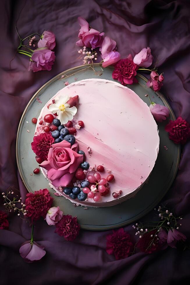 AI generated Blooming Delight Spring Cake Banner Beauty photo