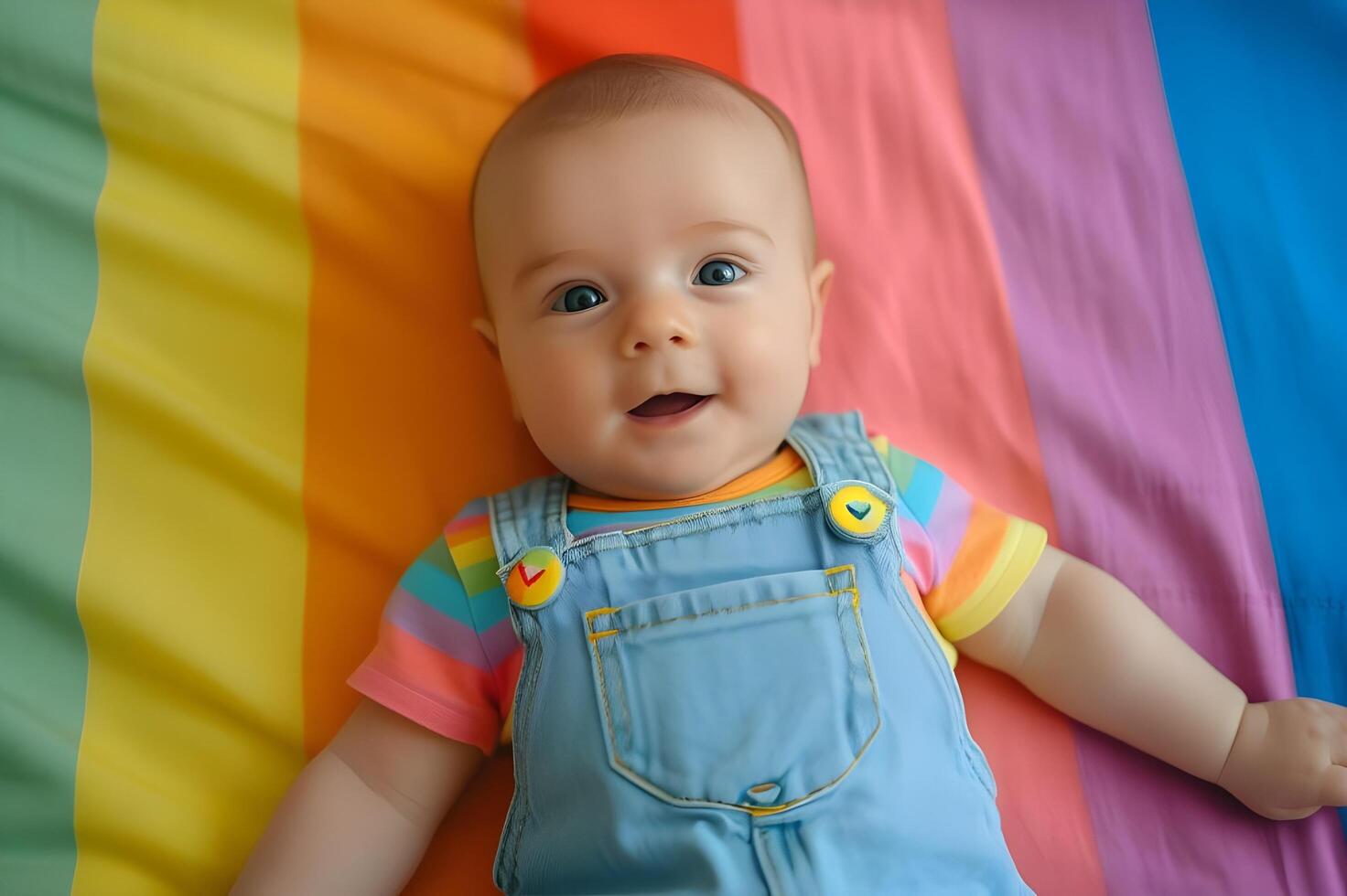 AI generated Adorable Toddler Ensemble Rainbow-Inspired Delicate Cuteness photo