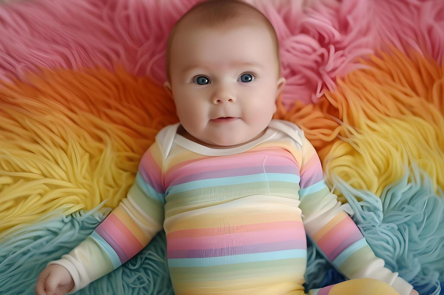 AI generated Adorable Toddler Ensemble Rainbow-Inspired Delicate Cuteness photo