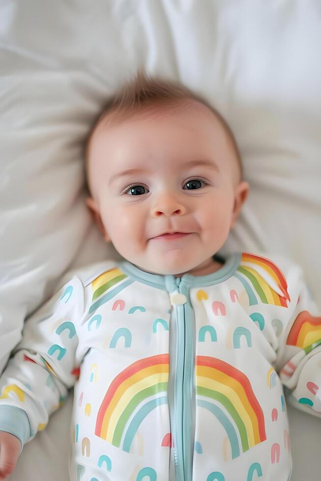 AI generated Adorable Toddler Ensemble Rainbow-Inspired Delicate Cuteness photo