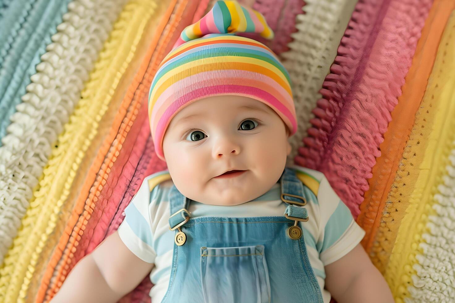 AI generated Adorable Toddler Ensemble Rainbow-Inspired Delicate Cuteness photo