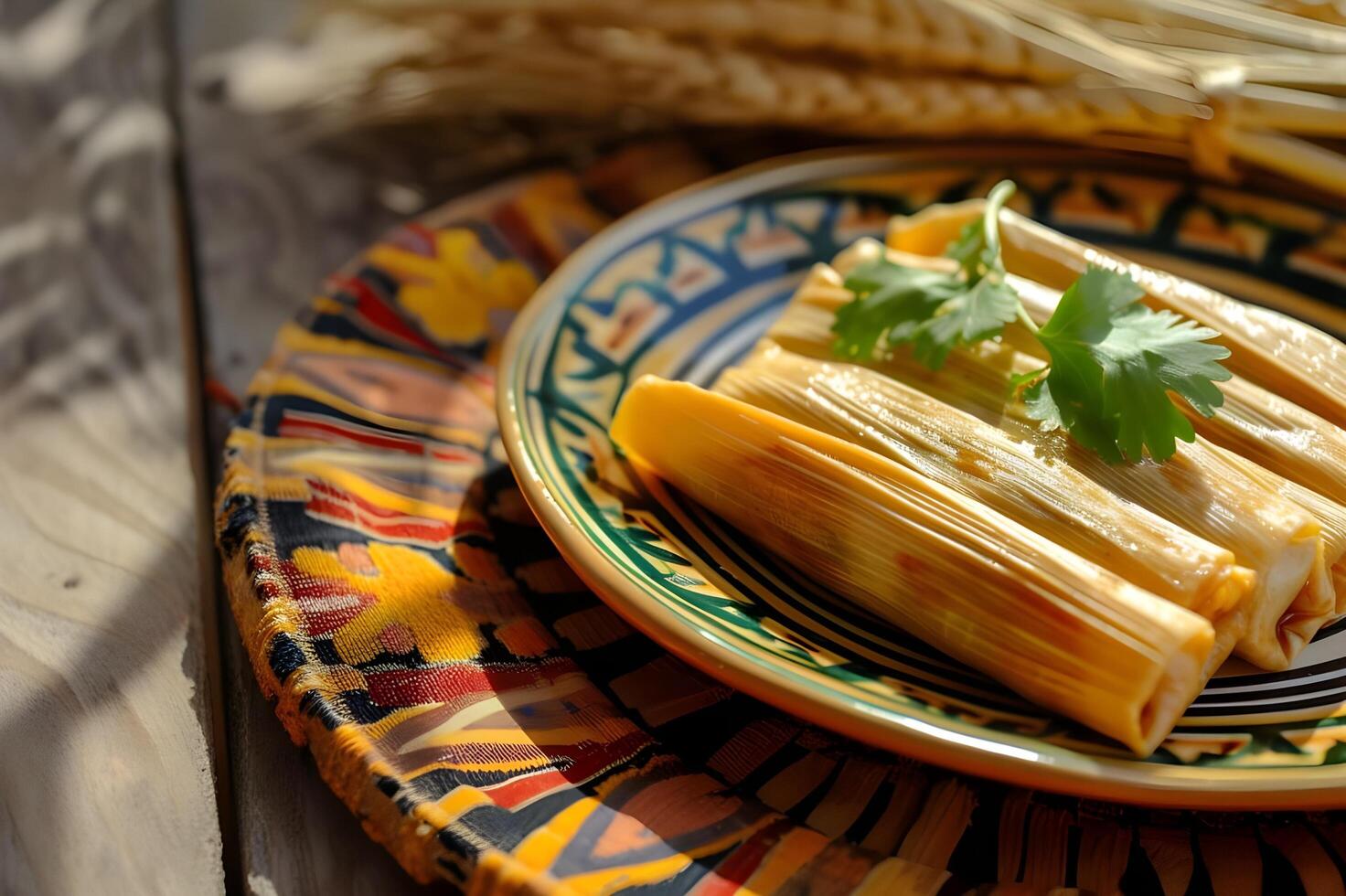 AI generated Tantalizing Tamales A Tale of Flavor on a Talavera-Style Platter photo