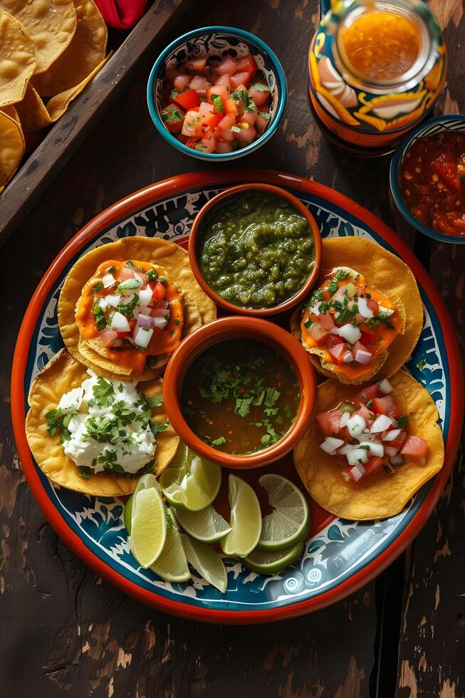 AI generated Sopes Sensation Talavera Plate Presentation in Cookbook Style photo