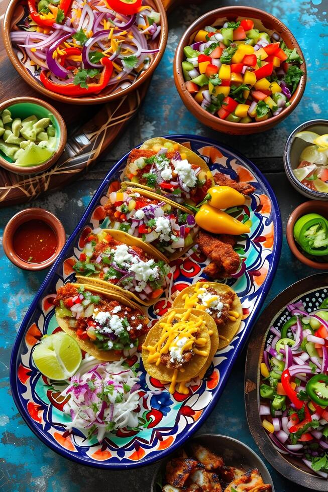 AI generated Taco Delight Birria Tacos on a Handcrafted Ceramic Dish photo