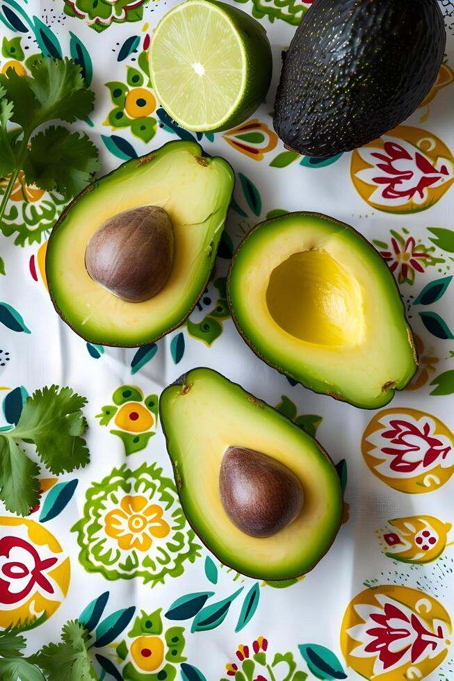 AI generated Culinary Fiesta Bold and Fresh Flavors in a Folk-Patterned Palette photo