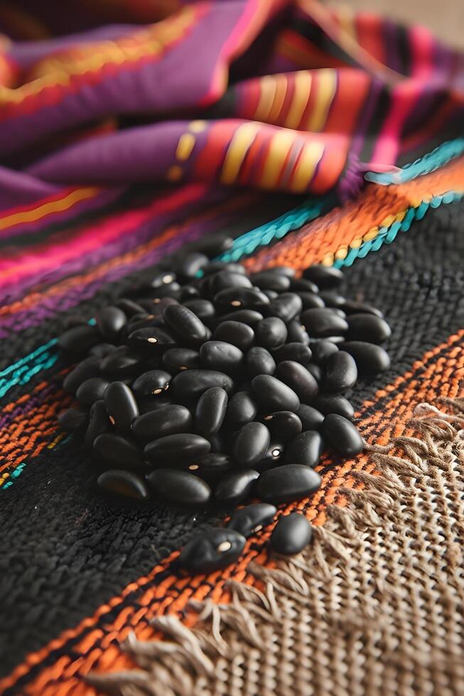 ai generado culinario fiesta negrita y Fresco sabores en un estampado folklórico paleta foto