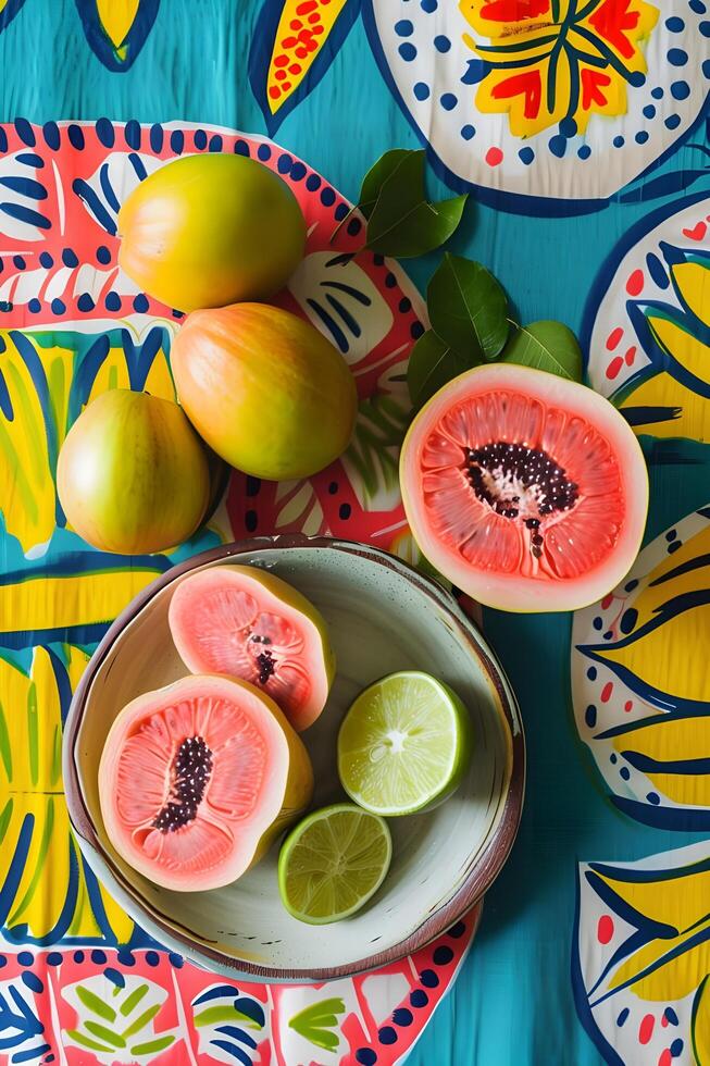 AI generated Culinary Fiesta Bold and Fresh Flavors in a Folk-Patterned Palette photo