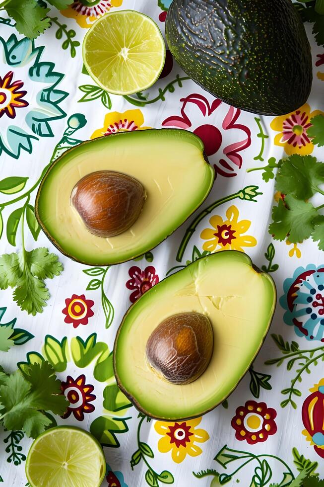 AI generated Culinary Fiesta Bold and Fresh Flavors in a Folk-Patterned Palette photo