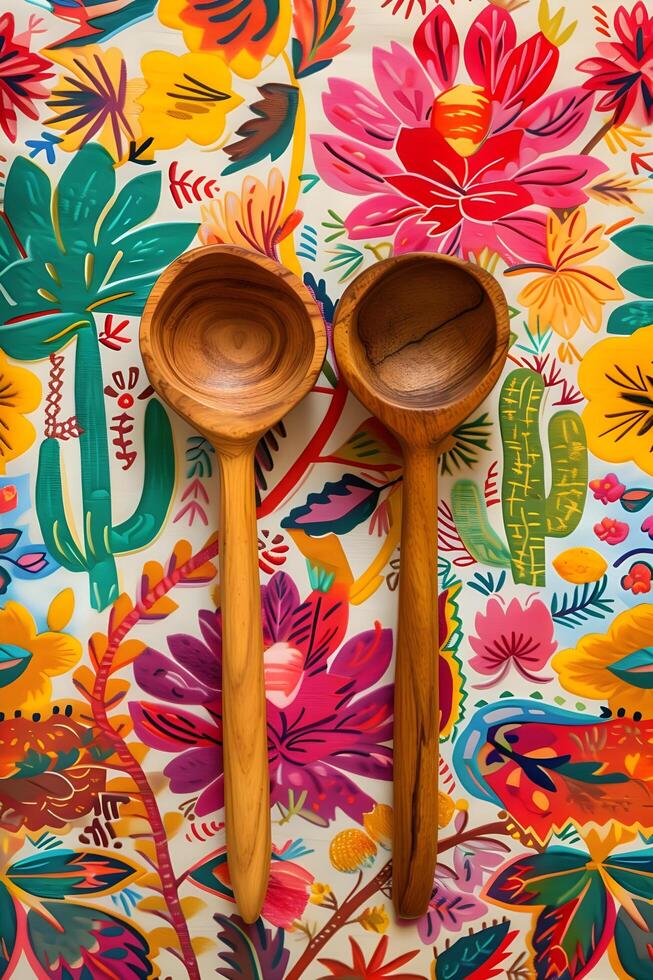 AI generated Culinary Fiesta Bold and Fresh Flavors in a Folk-Patterned Palette photo