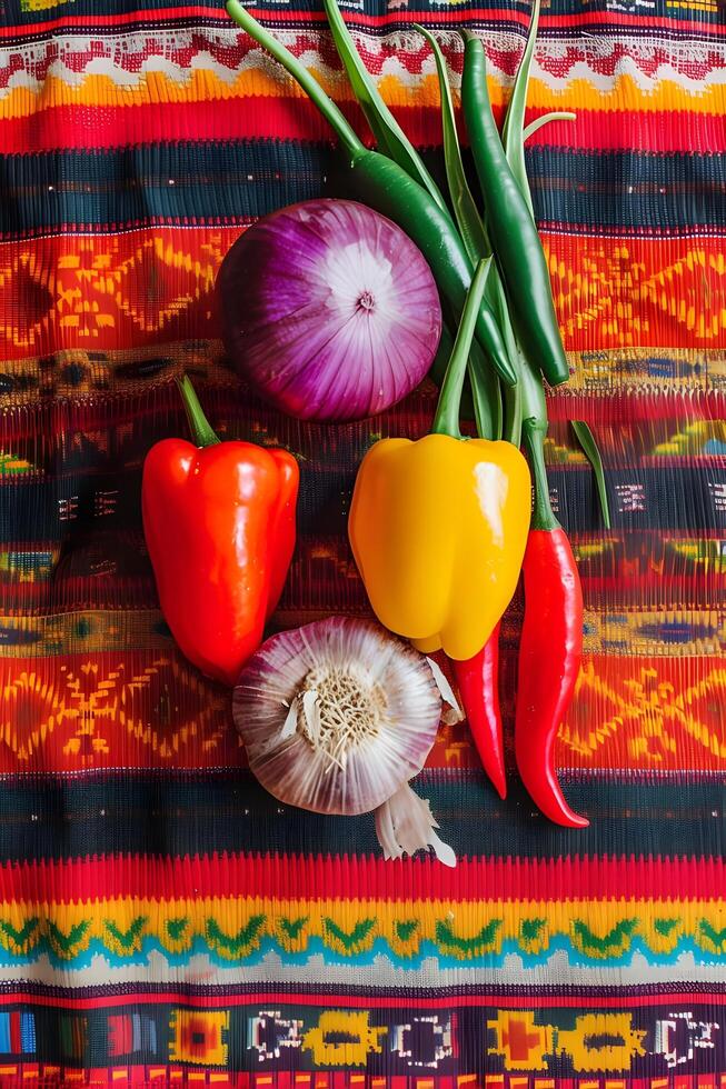 AI generated Culinary Fiesta Bold and Fresh Flavors in a Folk-Patterned Palette photo