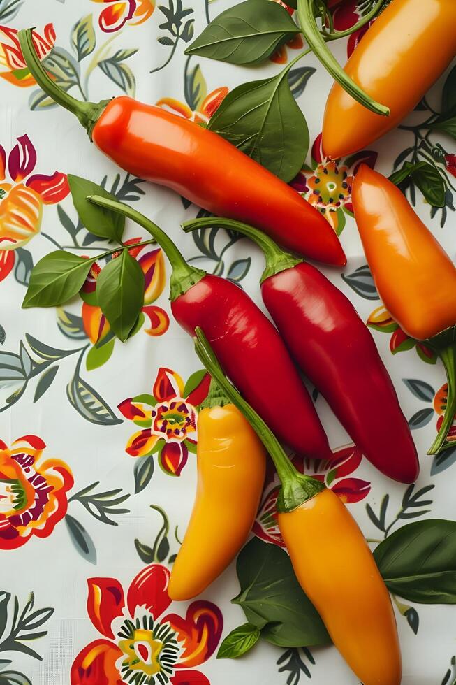 AI generated Bold Harvest Vibrant Colors and Fresh Mexican Ingredients in Folk Design photo