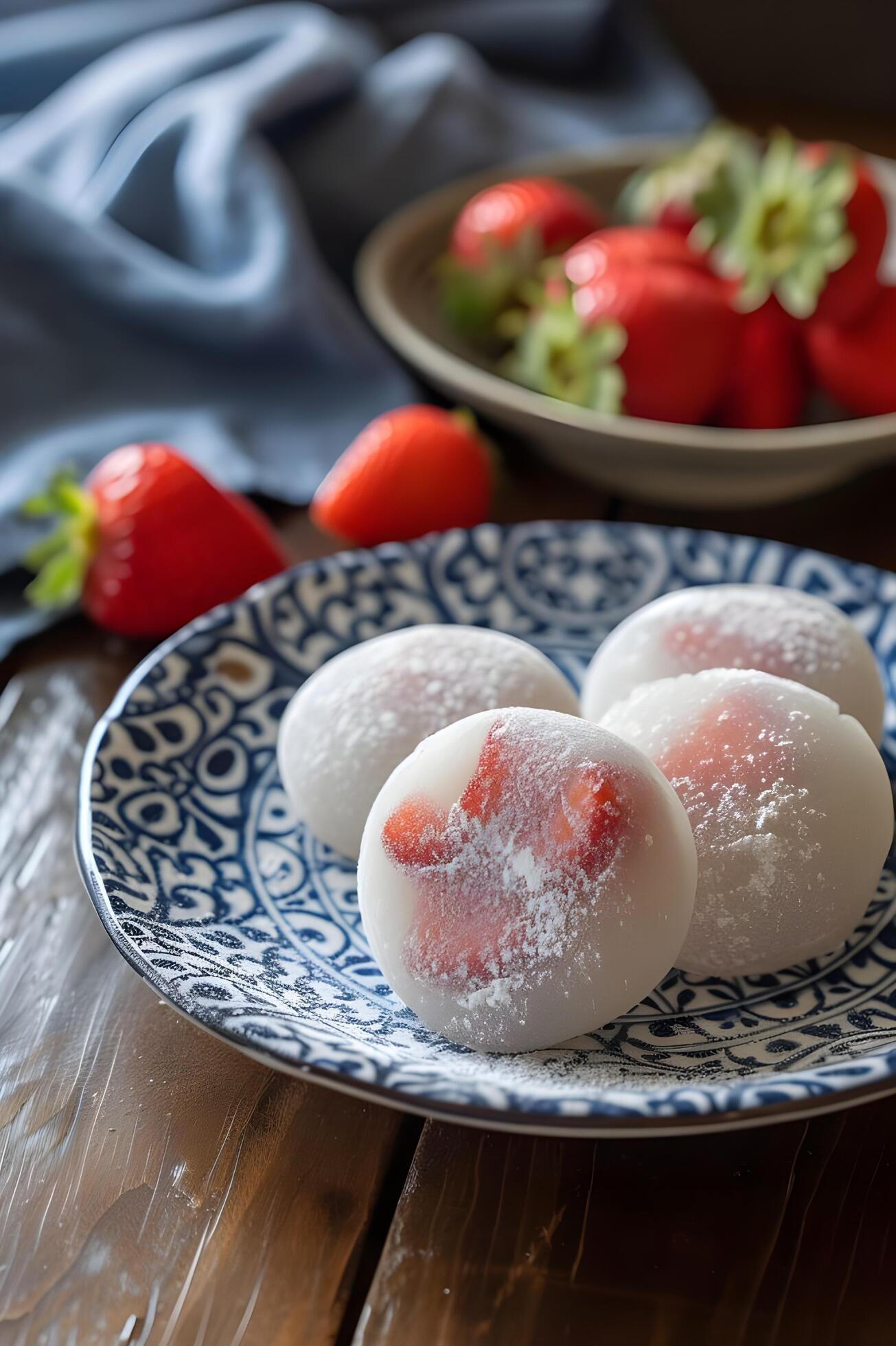 AI generated Folk Fusion Delight Ichigo Daifuku on Folk Napkin 37378228 