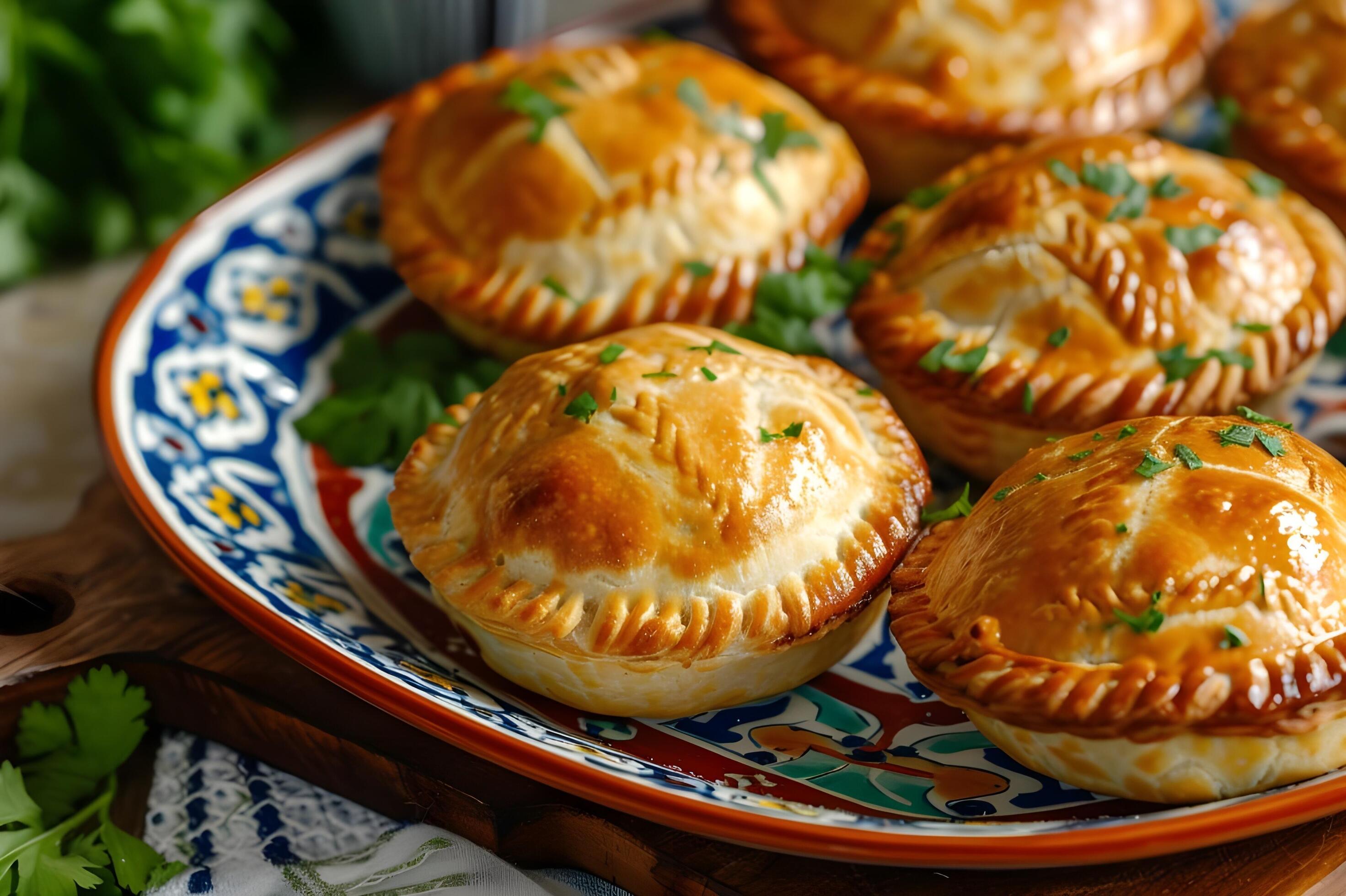 AI generated Authentic Brazilian Flavors Mini Meat Pies on Folk AI generated Authentic Brazilian Flavors Mini Meat Pies on Folk