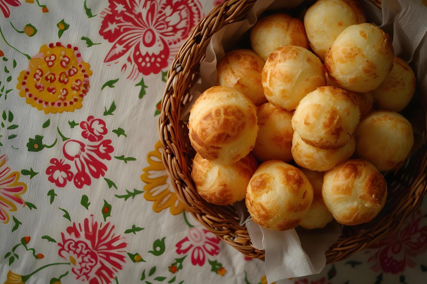 ai generado de inspiración folklórica Manteles mejora el belleza de brasileño chipa foto