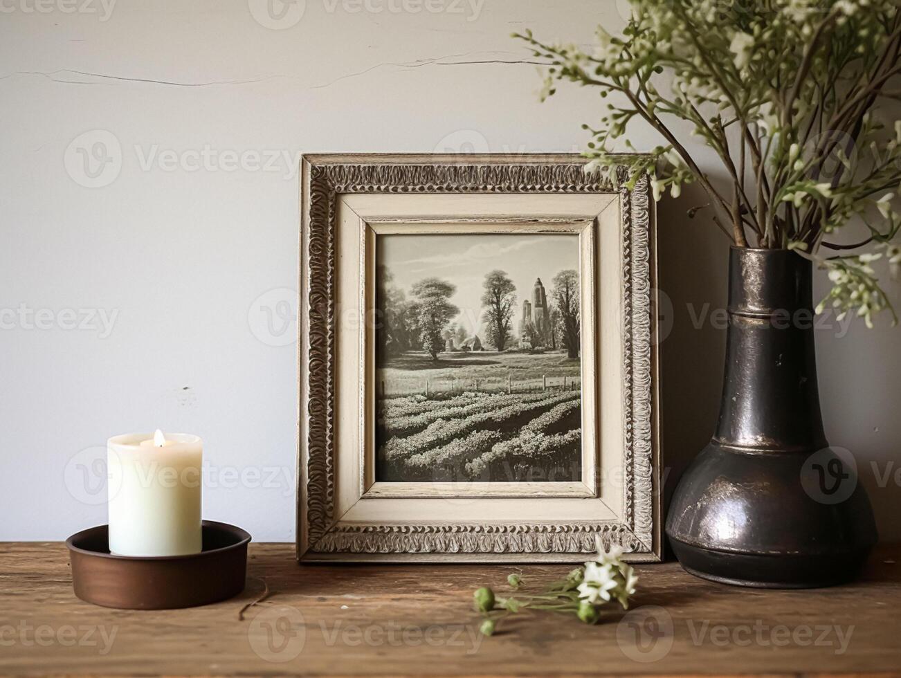 AI generated Artwork in a frame in the English countryside style, art and home decor photo