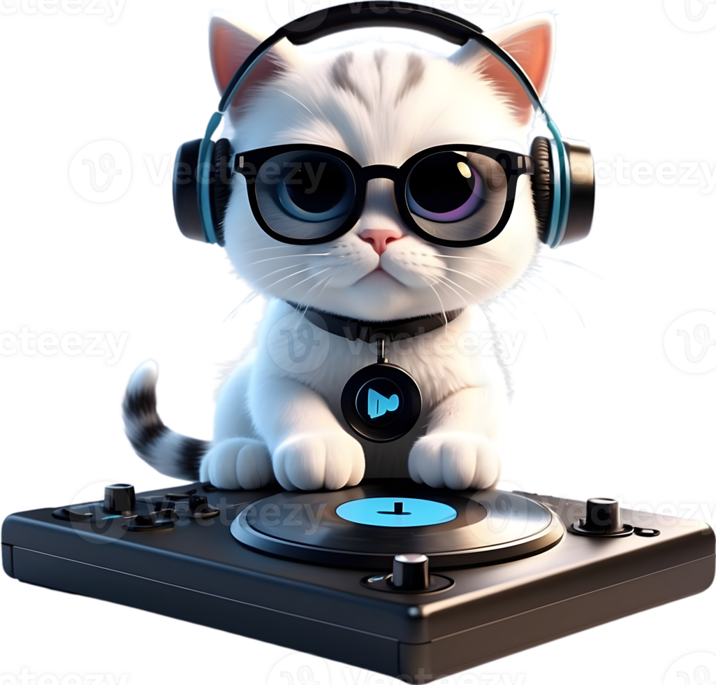 AI generated Animal DJ with sunglasses and crown and headset icon png