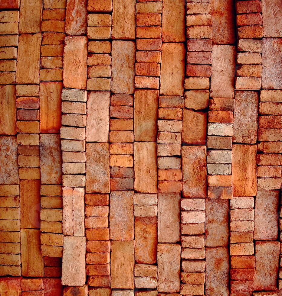 Bold Red Brick Pattern Architectural Harmony in Precision Arrangement photo
