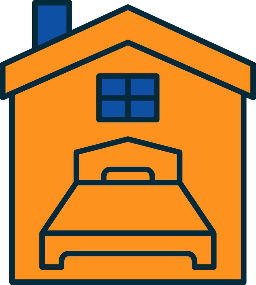 Bedroom Line Filled Two Colors Icon vector