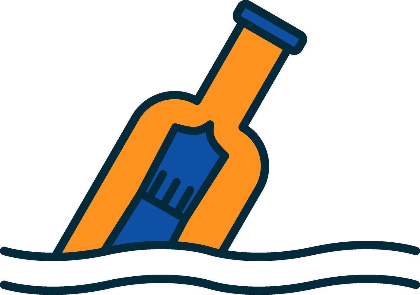 Message In A Bottle Line Filled Two Colors Icon vector