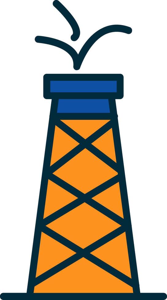 Oil Tower Line Filled Two Colors Icon vector
