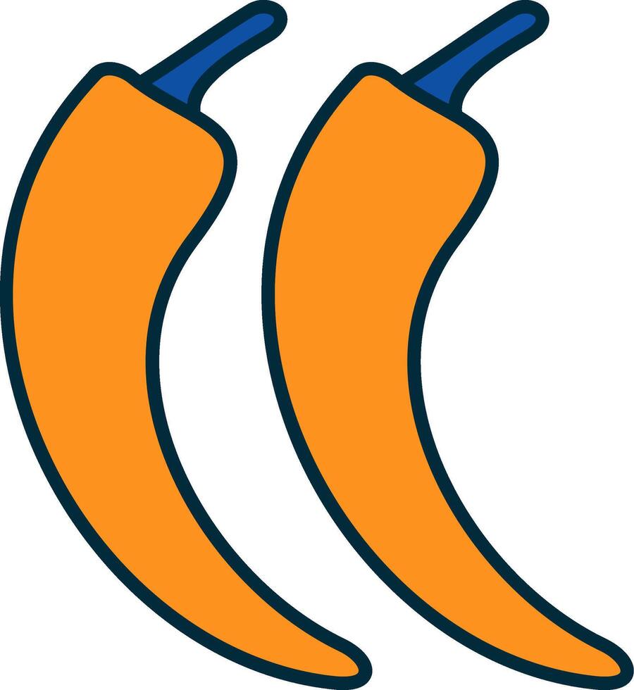 Chilli Line Filled Two Colors Icon vector