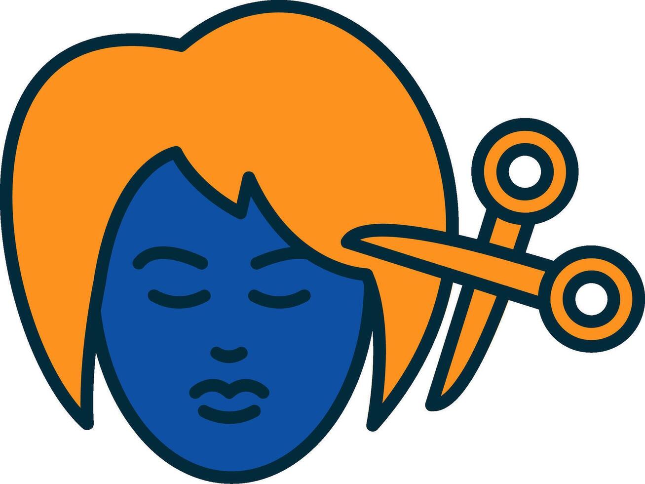 mujer pelo línea lleno dos colores icono vector