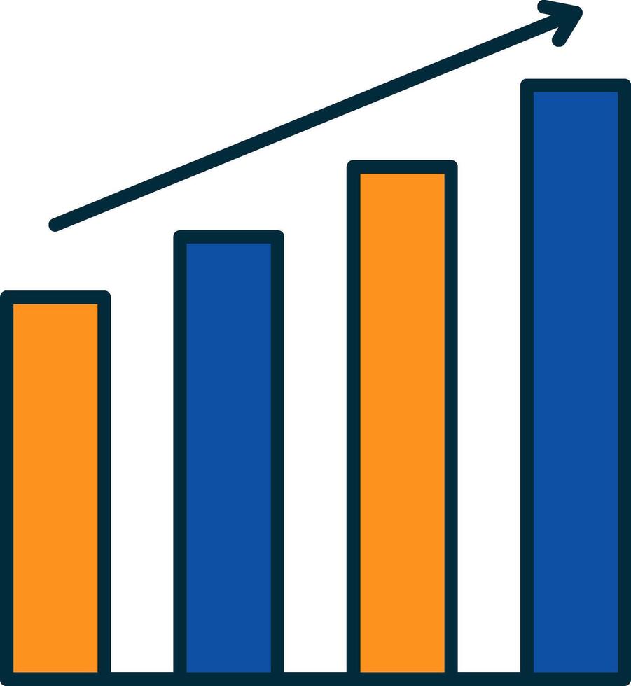 Bar Graph Line Filled Two Colors Icon vector