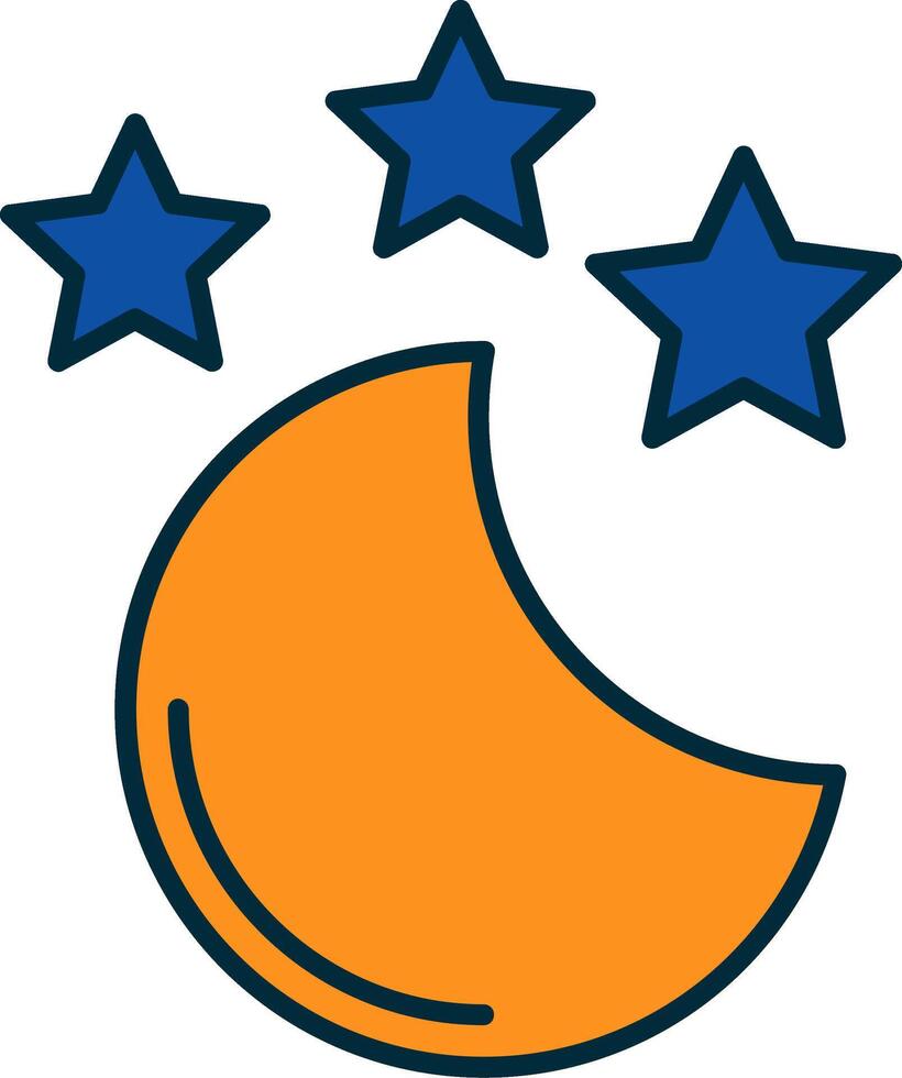 New Moon Line Filled Two Colors Icon vector