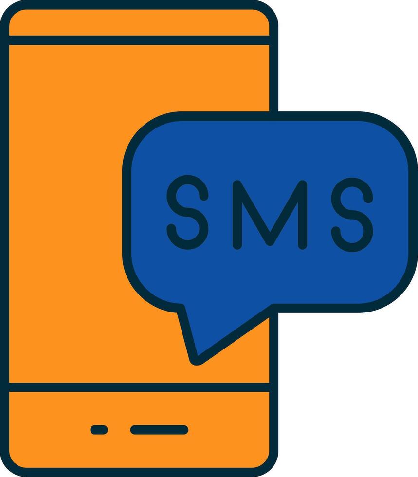 SMS línea lleno dos colores icono vector