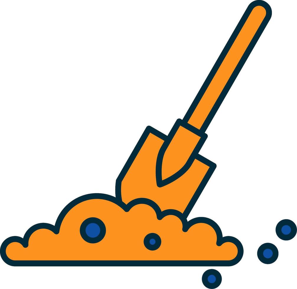 Shovel In Soil Line Filled Two Colors Icon vector