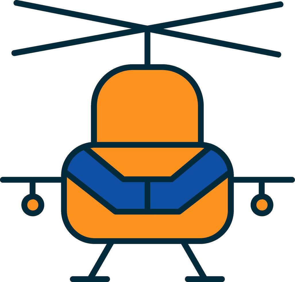 Military Helicopter Line Filled Two Colors Icon vector