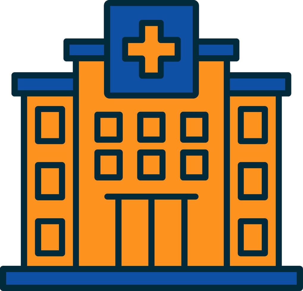 Hospital Line Filled Two Colors Icon vector