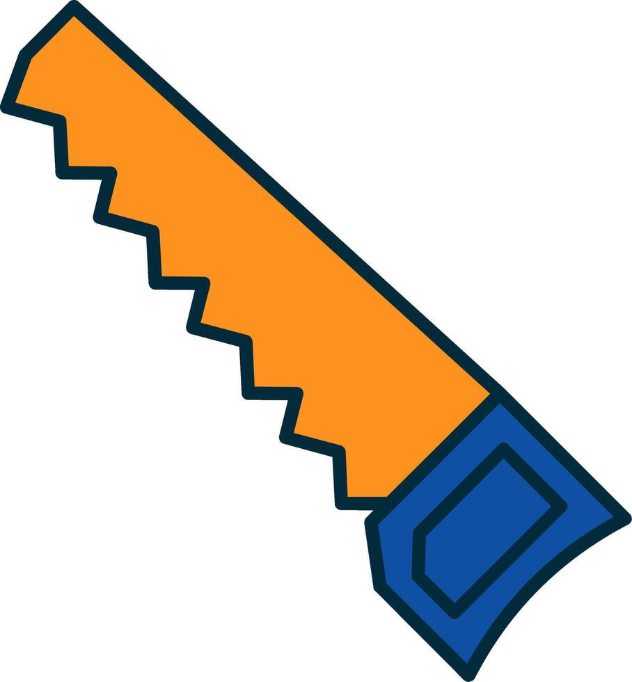 Handsaw Line Filled Two Colors Icon vector