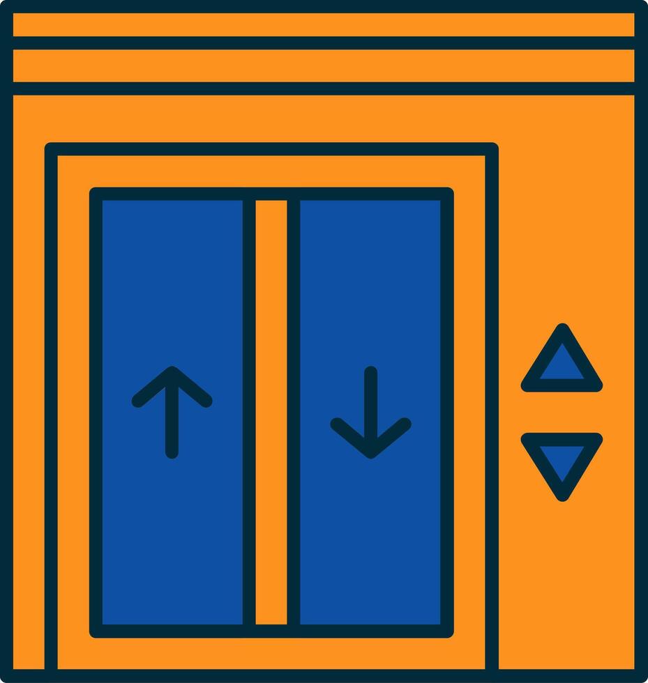 ascensor línea lleno dos colores icono vector