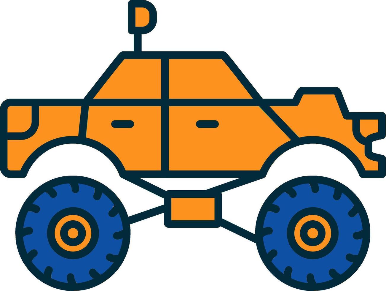 Monster Truck Line Filled Two Colors Icon vector