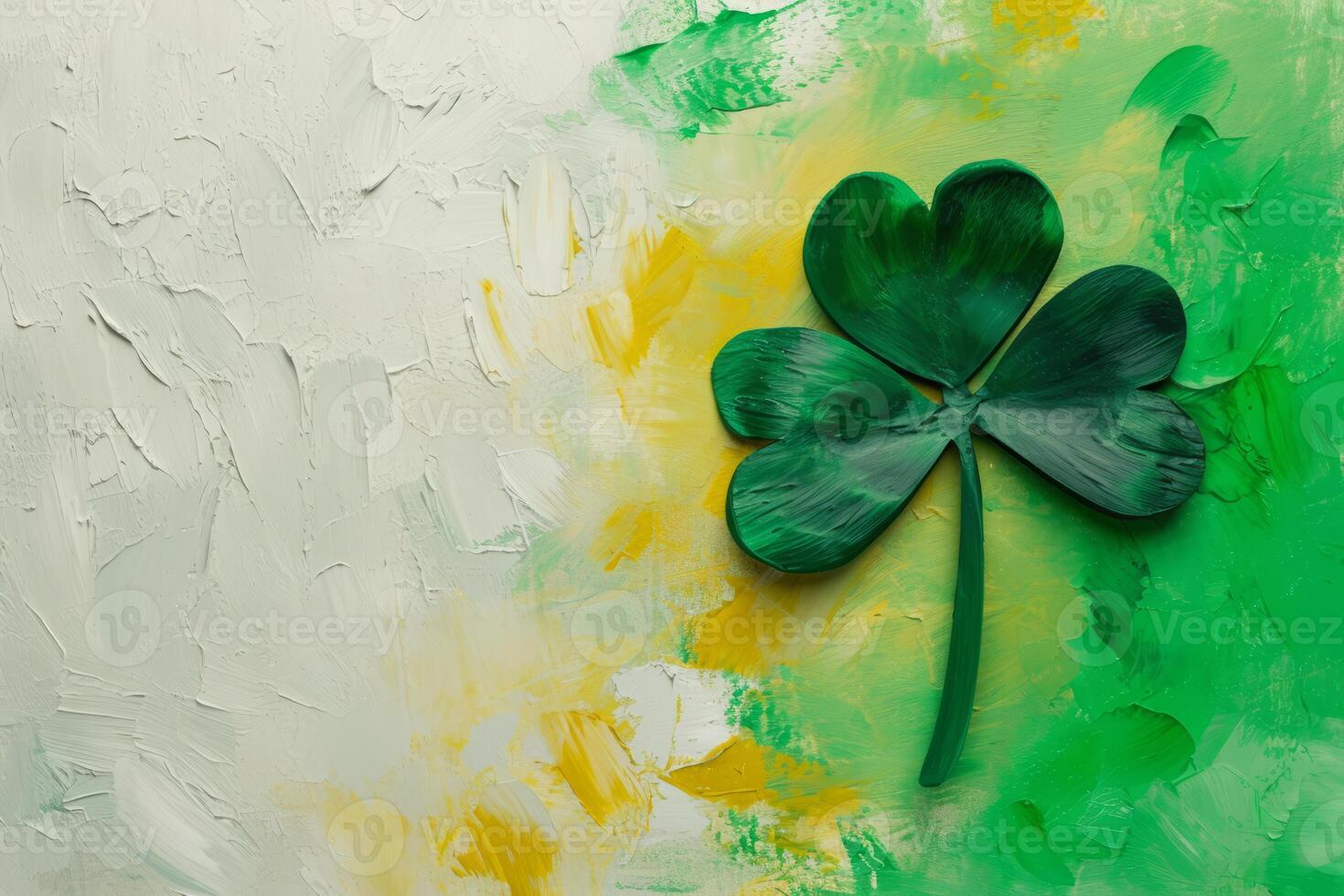 AI generated Saint Patrick's Day background with green shamrock. Generative AI photo