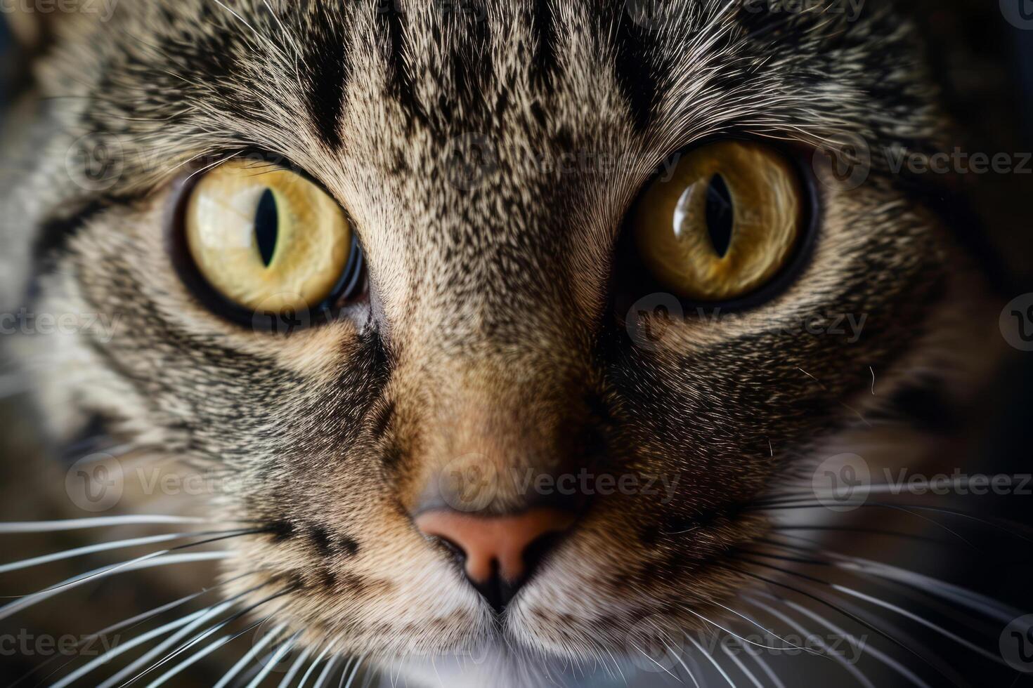 AI generated Cat's face with expressive eyes. Pets and lifestyle concept. Generative AI photo