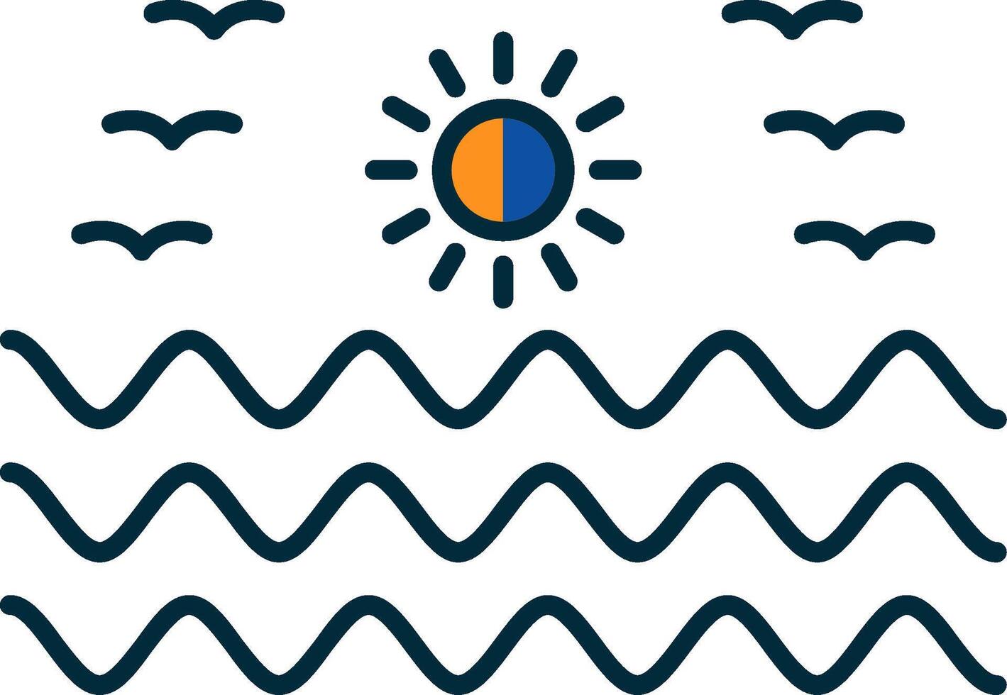 Sea Water Line Filled Two Colors Icon vector