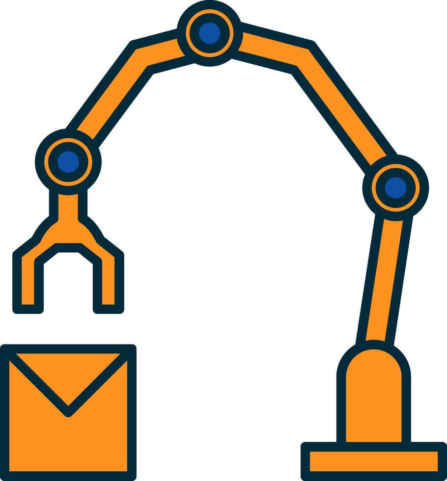 Industrial Robot Line Filled Two Colors Icon vector