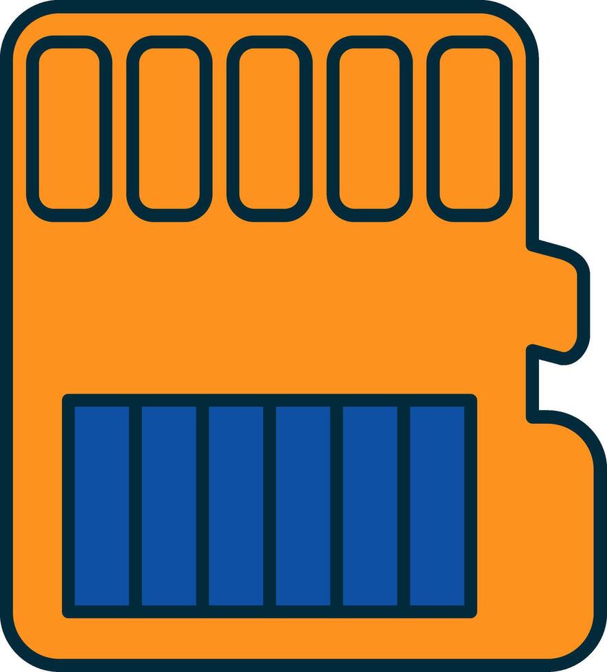 Memory Card Line Filled Two Colors Icon vector