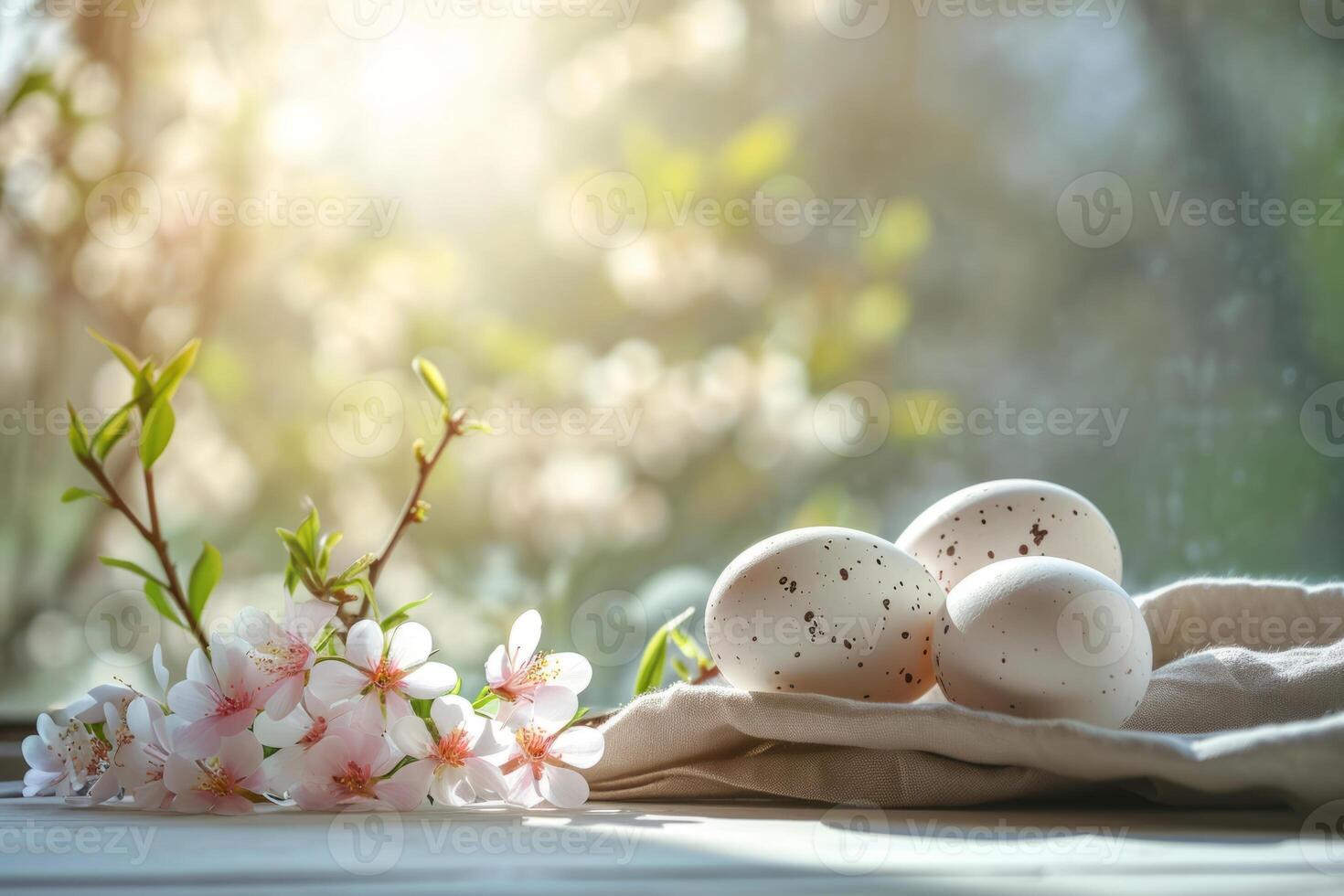 ai generado pastel de colores Pascua de Resurrección huevos y flores en soleado ligero antecedentes. temperamental atmosférico imagen. generativo ai foto
