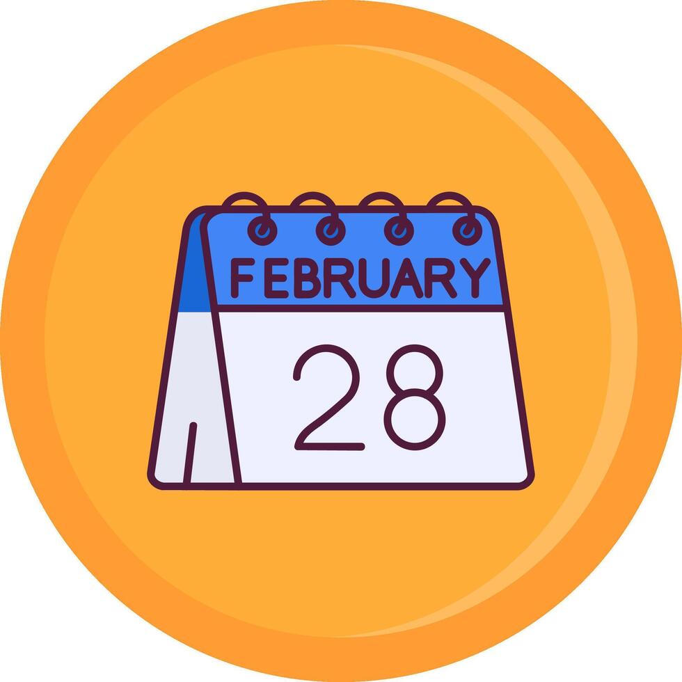 28 de febrero línea lleno icono vector